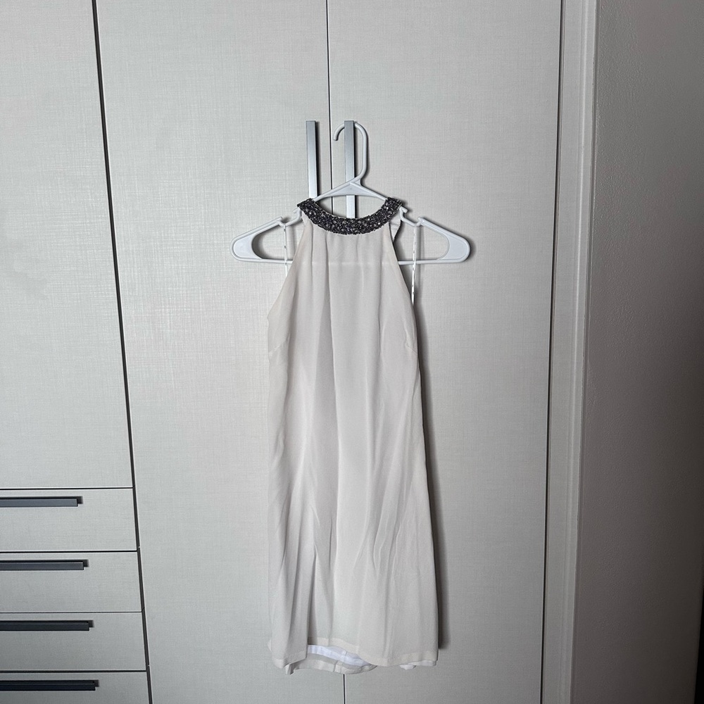 MLV White Dress with Black Beaded Detail